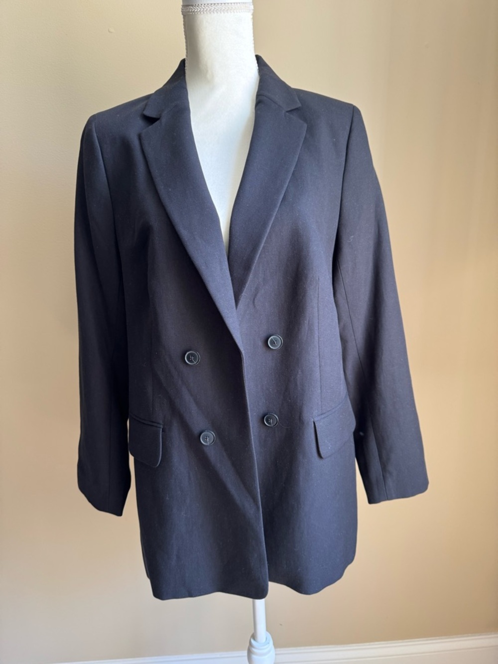 Talbots Petite Tailored Linen Blend No Close Blazer in Black NWT